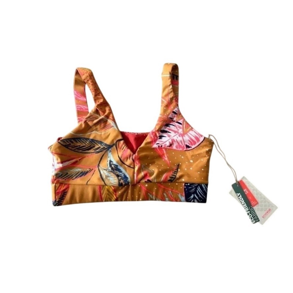 Maaji Womens Medium Impact Sports Bra Small Tropical Leaf Print NWT!